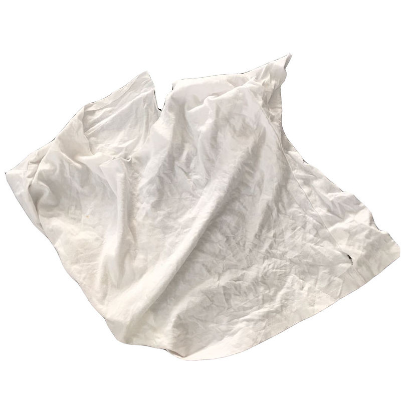 No Metal Cotton Pure White T Shirt Rags For Workshop