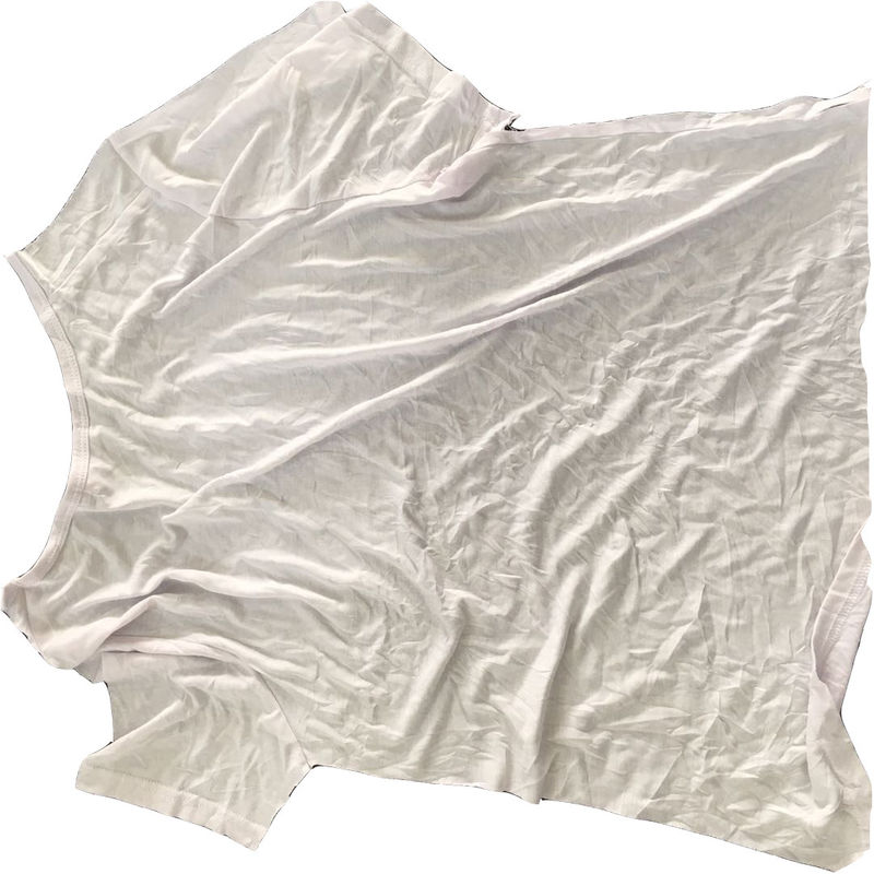No Metal Cotton Pure White T Shirt Rags For Workshop