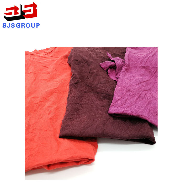 SGS 95% Cotton Colored T Shirt Cleaning Rags With Strong Oil Absorbency Industrial Wiping Rags