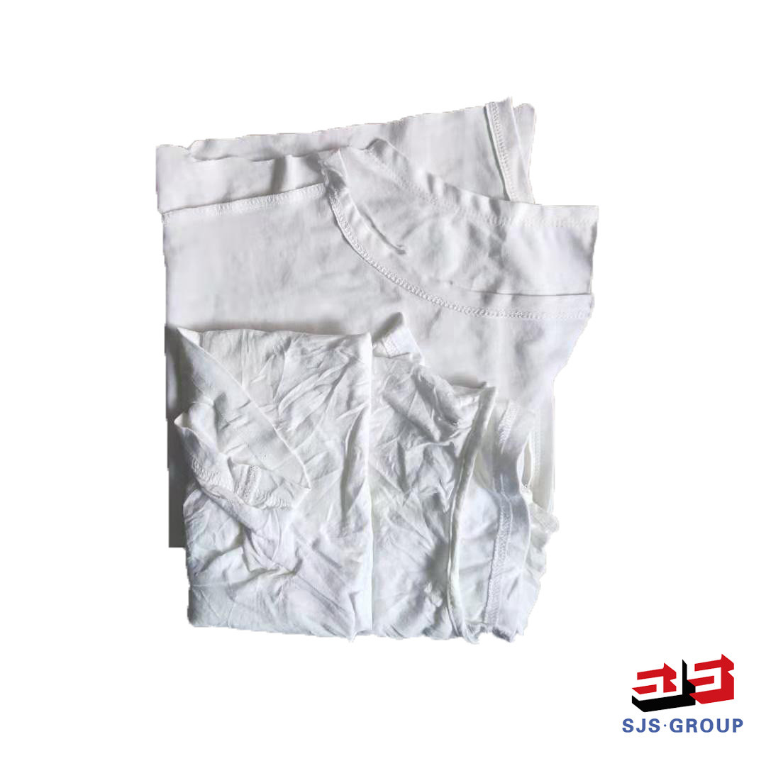 Factory Direct Sale Industrial Wiping White Cotton T-Shirt 20 KG Rags