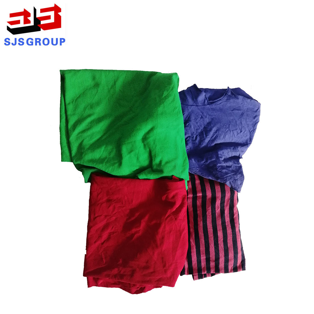 SGS 95% Cotton Colored T Shirt Cleaning Rags With Strong Oil Absorbency Industrial Wiping Rags