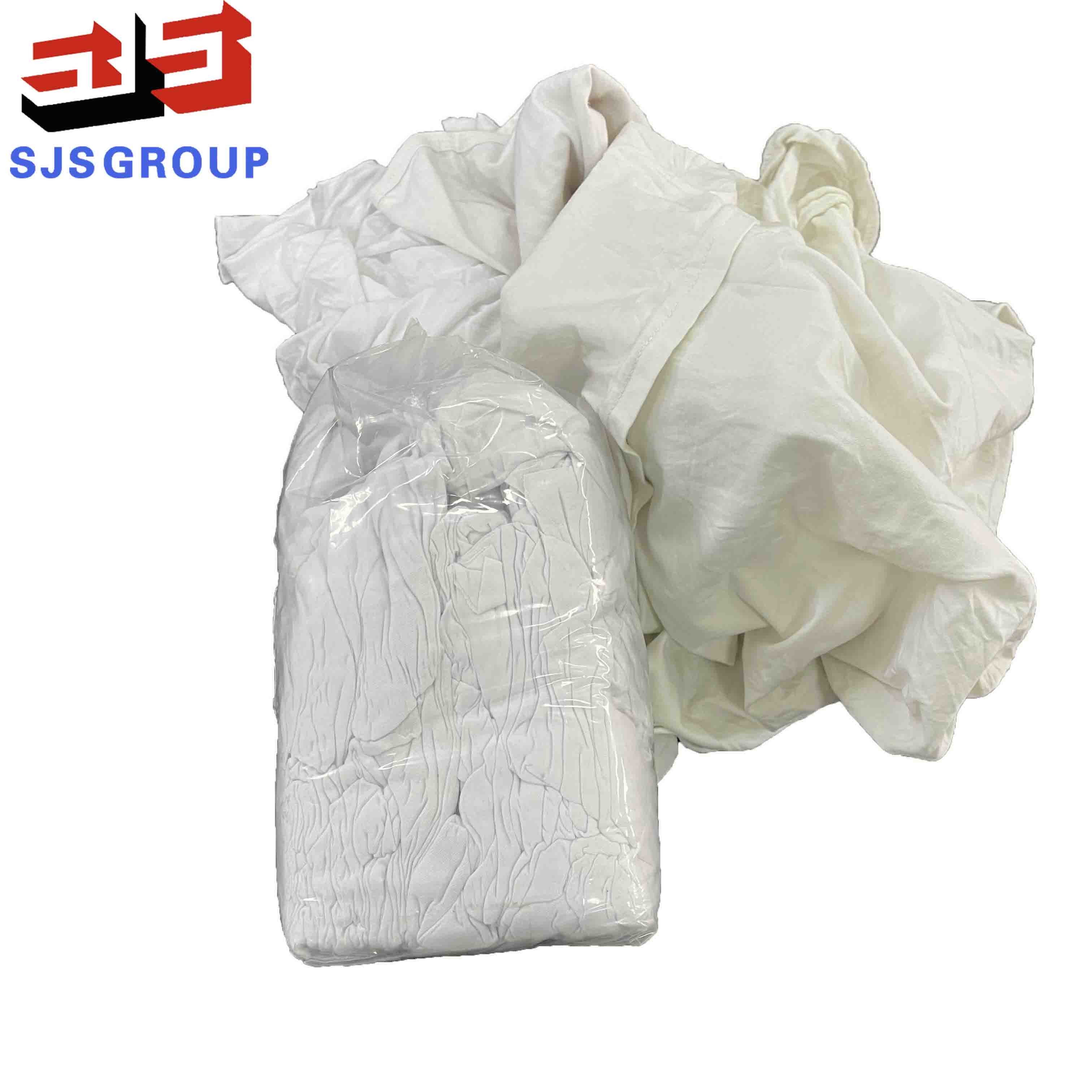Industrial Cleaning White T Shirt 100 Cotton Rags With No Zipper