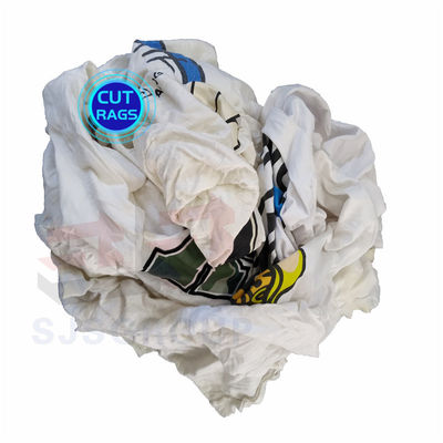 Used Jam Rags 100% cotton used clothes scrap rags white printed t shirt industrial ...
